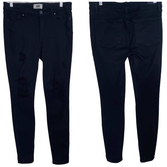 PAIGE - Verdugo Ultra Skinny Black Denim Jeans - Size 30 - Picture 9 of 15